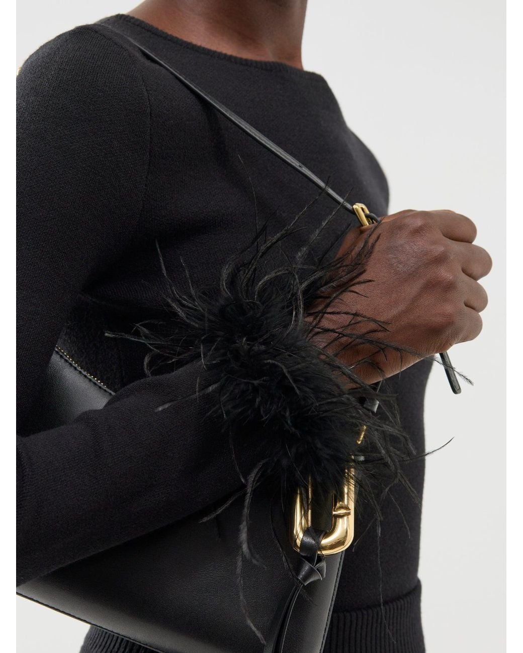 Never Fully Dressed Black Feather Bodysuit –