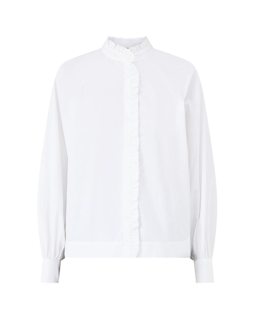 Soya Concept White Netti 138 Organic Blend Frill Neck Shirt