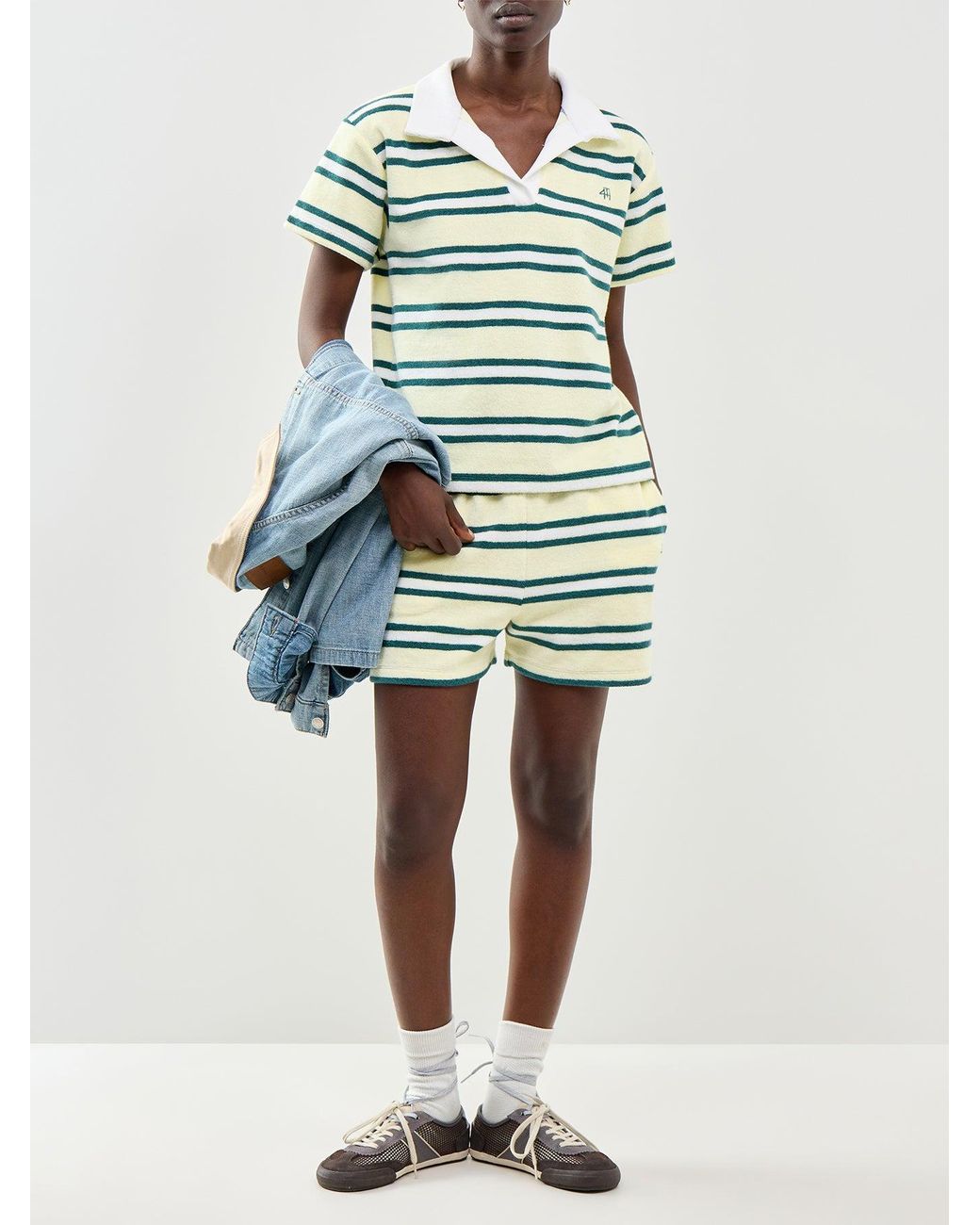 4th & Reckless Green Zita Stripe Polo Top
