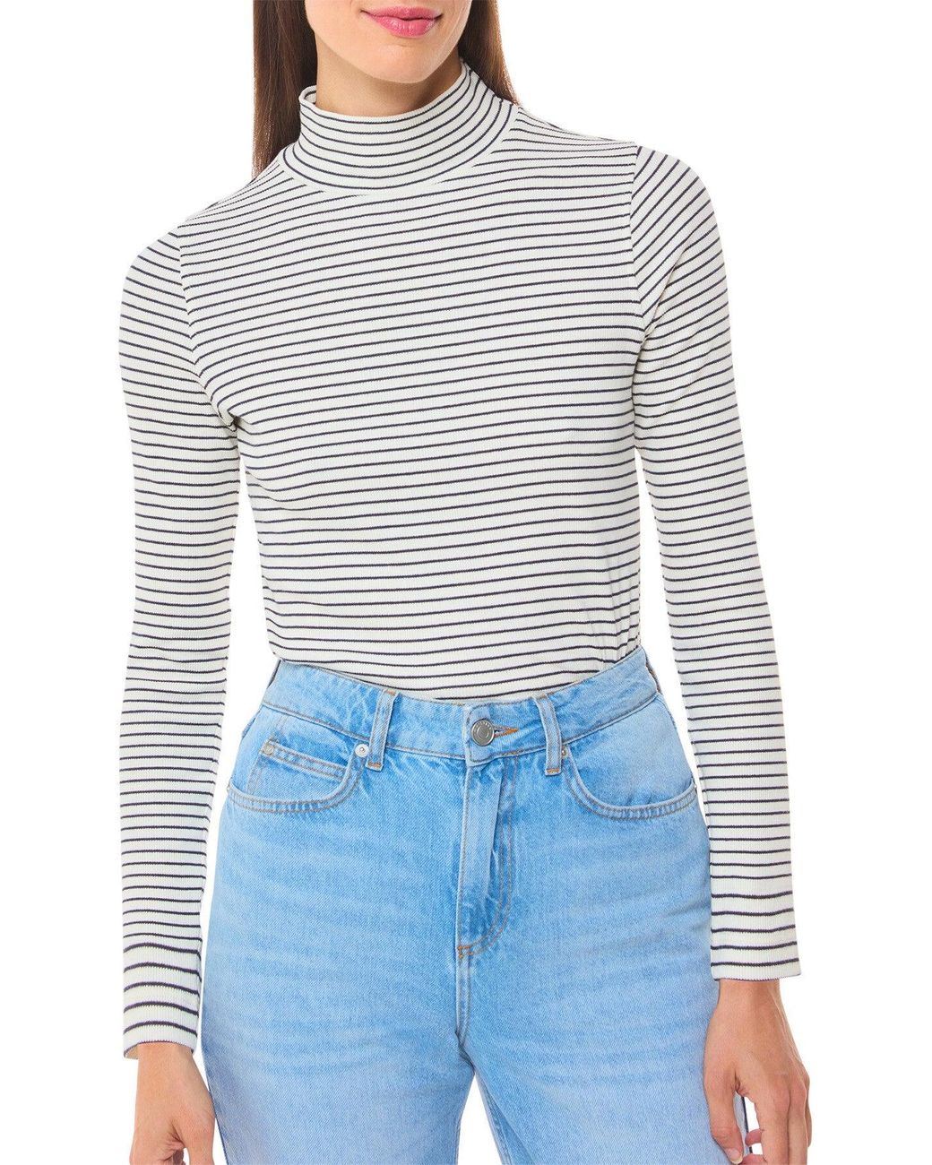 Whistles White Stripe Rib Detail Polo, Cotton