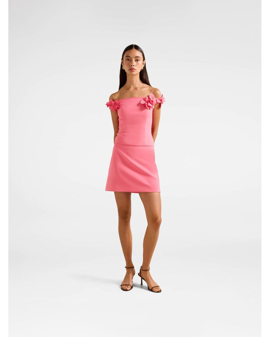 Forever New Pink Faye Applique Bardot Top