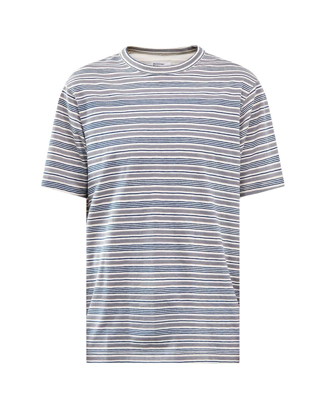 Universal Works Gray Core Stripe T-Shirt for men