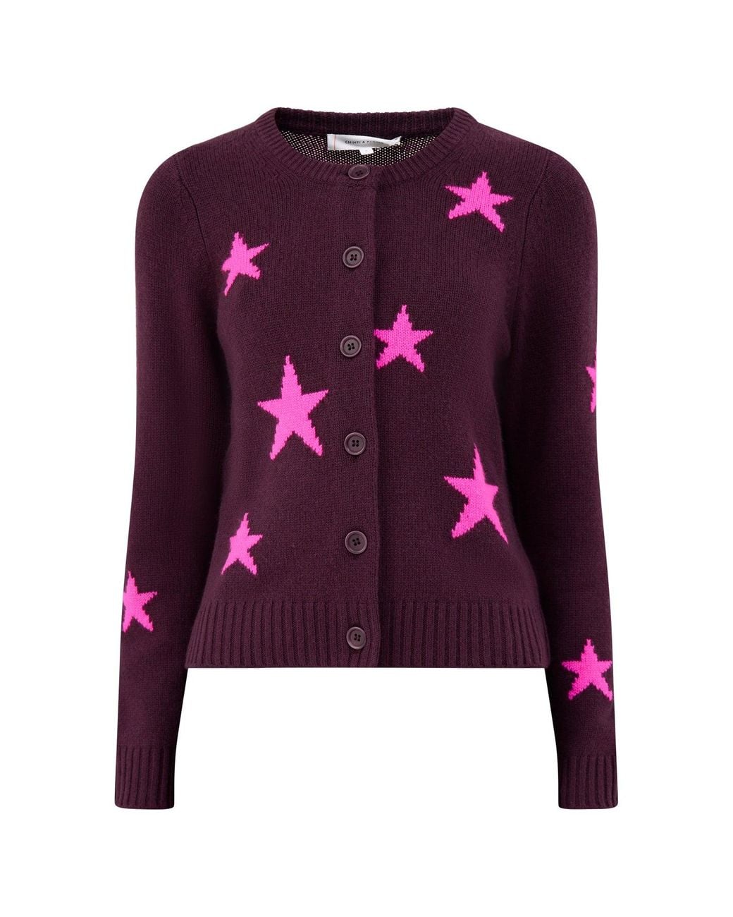 Chinti & Parker Purple Star Round Neck Cardigan