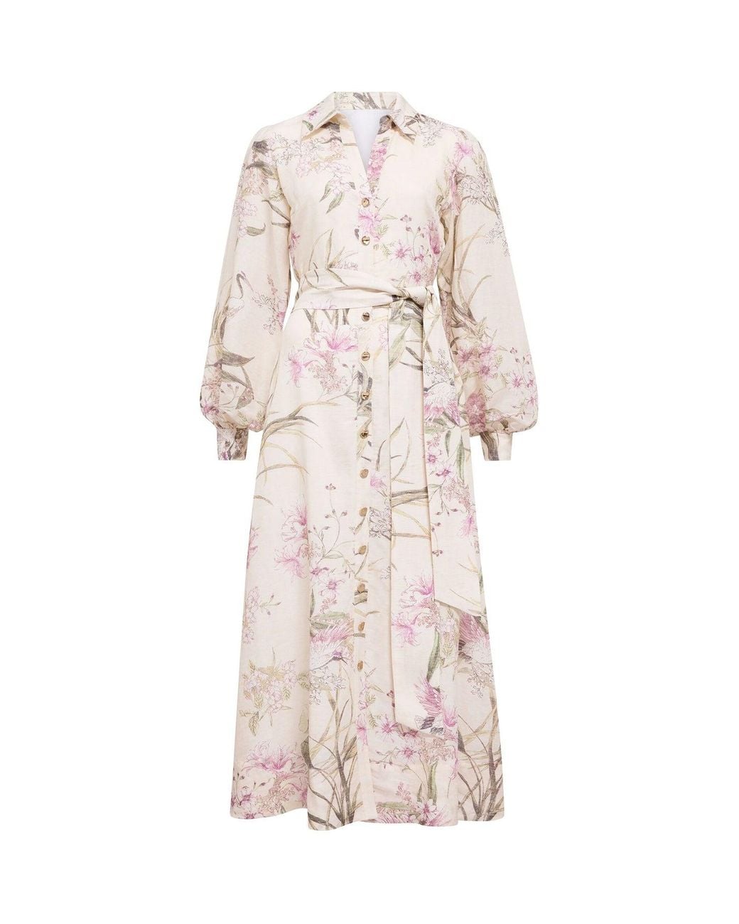 Forever New White Hazel Shirt Midi Dress Floral
