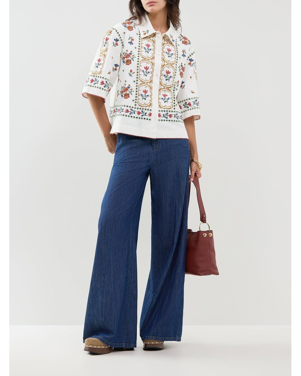 Weekend by Maxmara White Farsa Cross-Stitch Shirt
