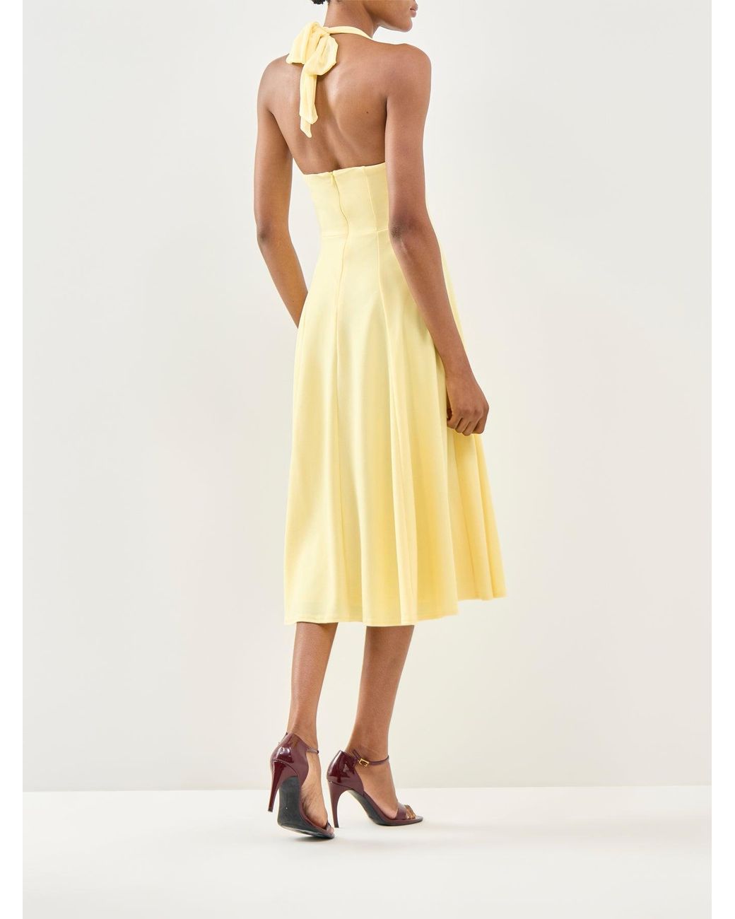 Club L London Yellow Auburn Midi Skater Dress