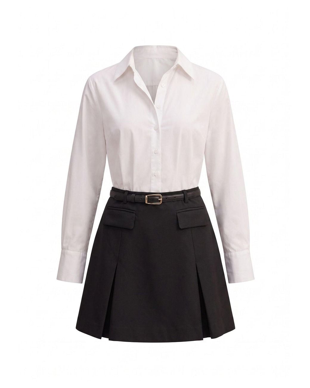 Forever New White Esme Belted Shirt Mini Dress