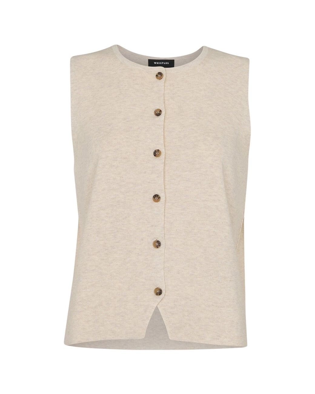 Whistles Natural Lucy Button Front Knit Tank