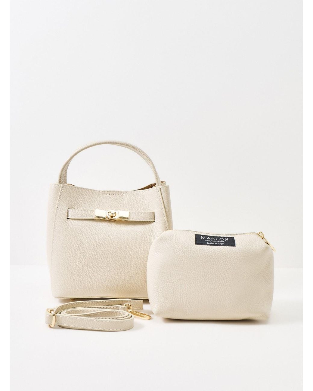 Marlon White Wonder Golden Lock Bucket Bag
