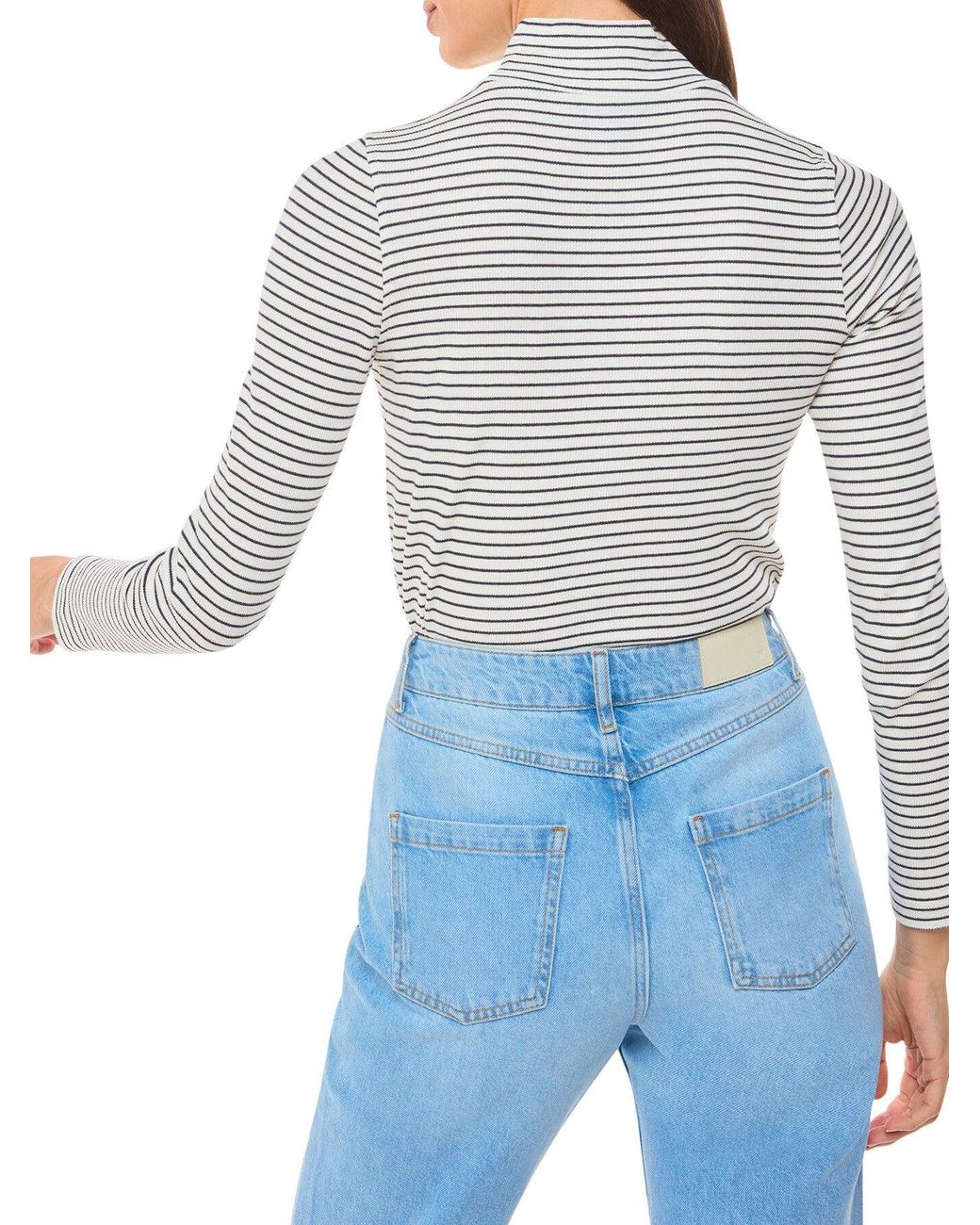 Whistles White Stripe Rib Detail Polo, Cotton