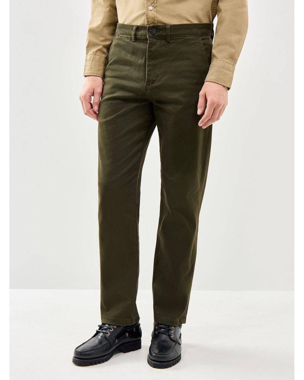 SELECTED Green Straight Miles Twill Trousers for men