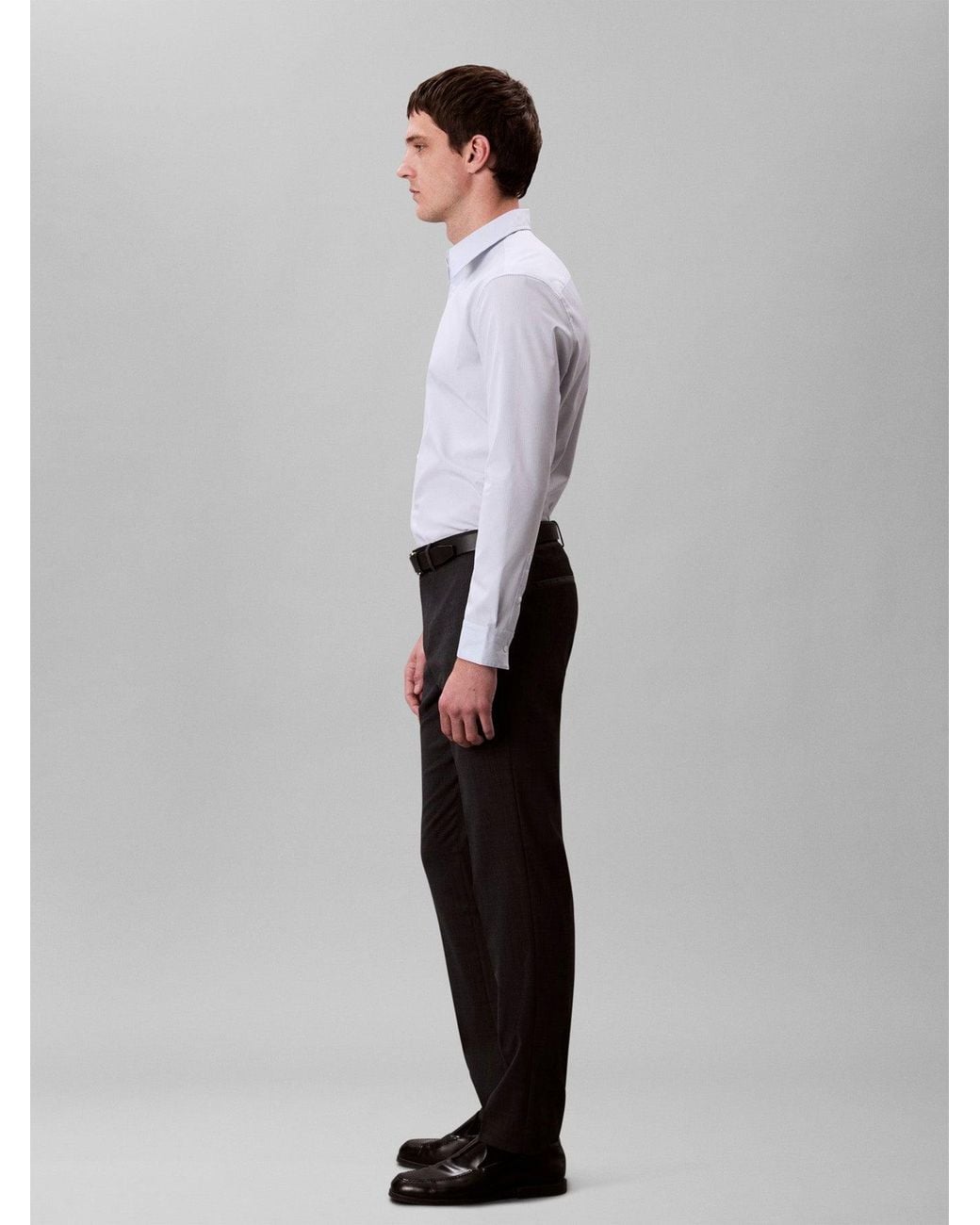Calvin Klein White Stretch Stripe Shirt for men