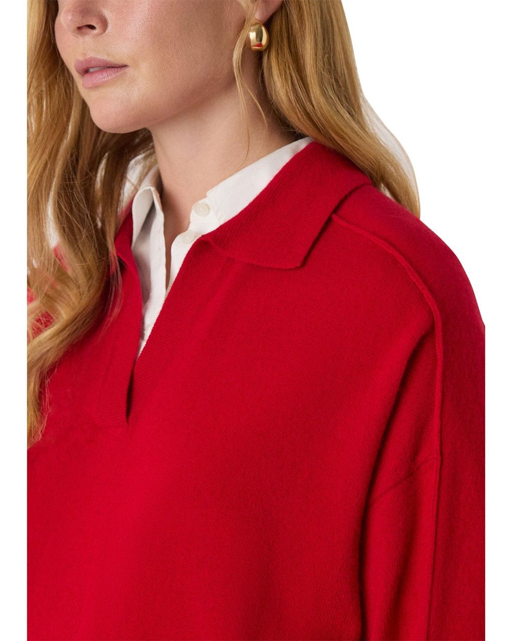 Whistles Red Collar Neck Knit Cream