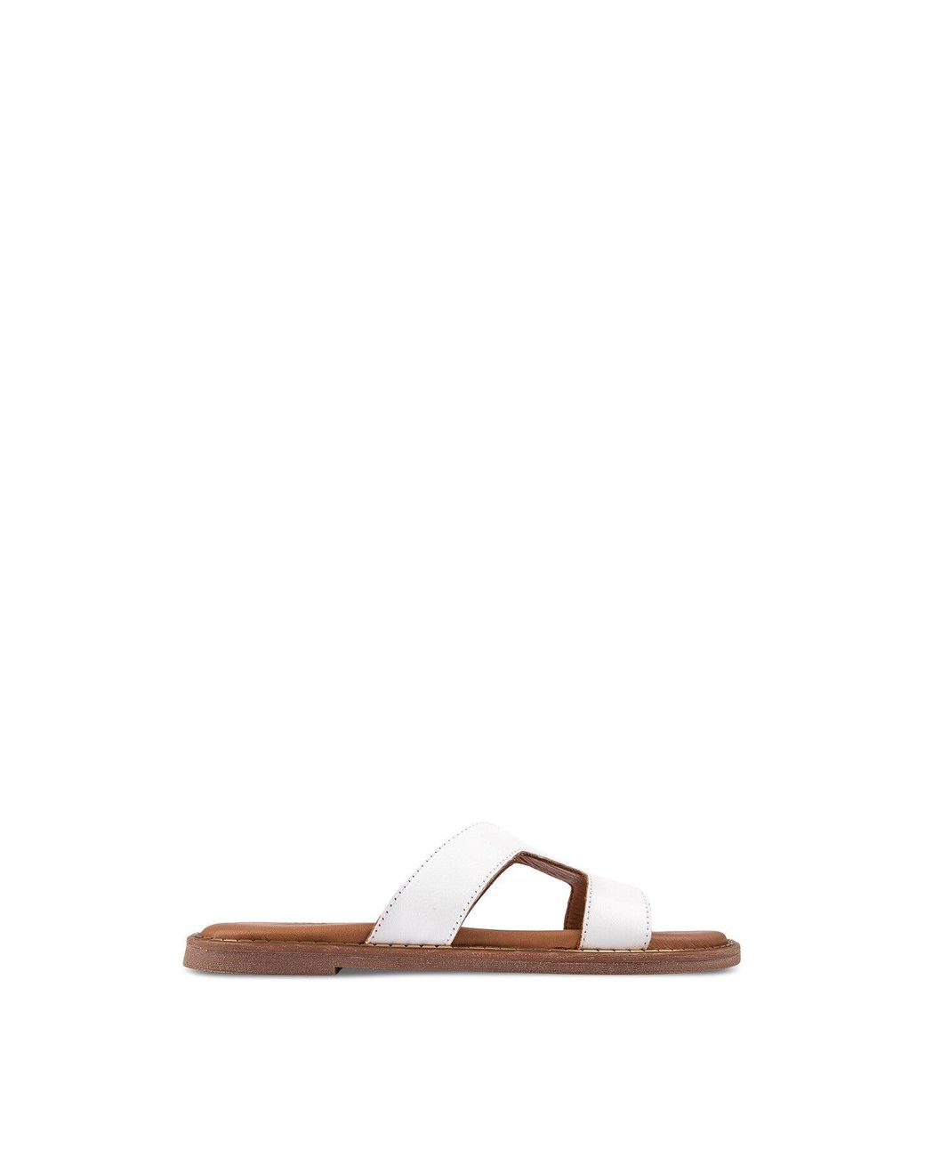 Sole White Noor Slide Sandals, Leather