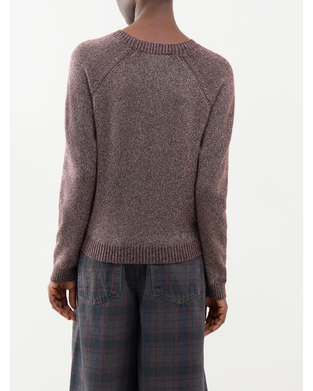 Vero Moda Brown Doffyshine Metallic Crew Neck Jumper