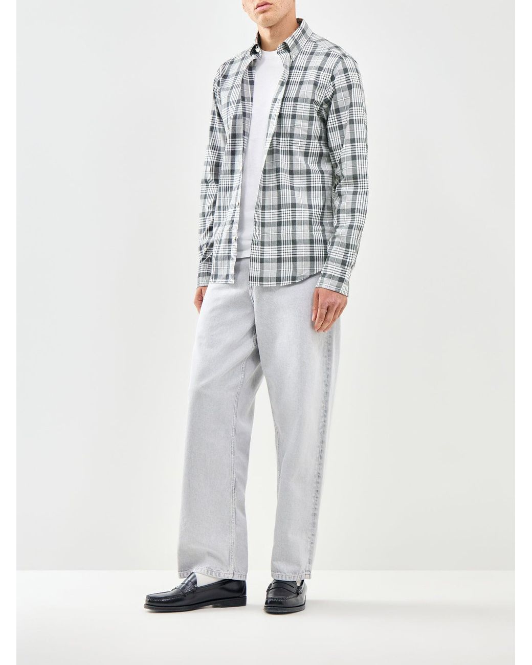 Gant Gray Poplin Melange Check Shirt for men