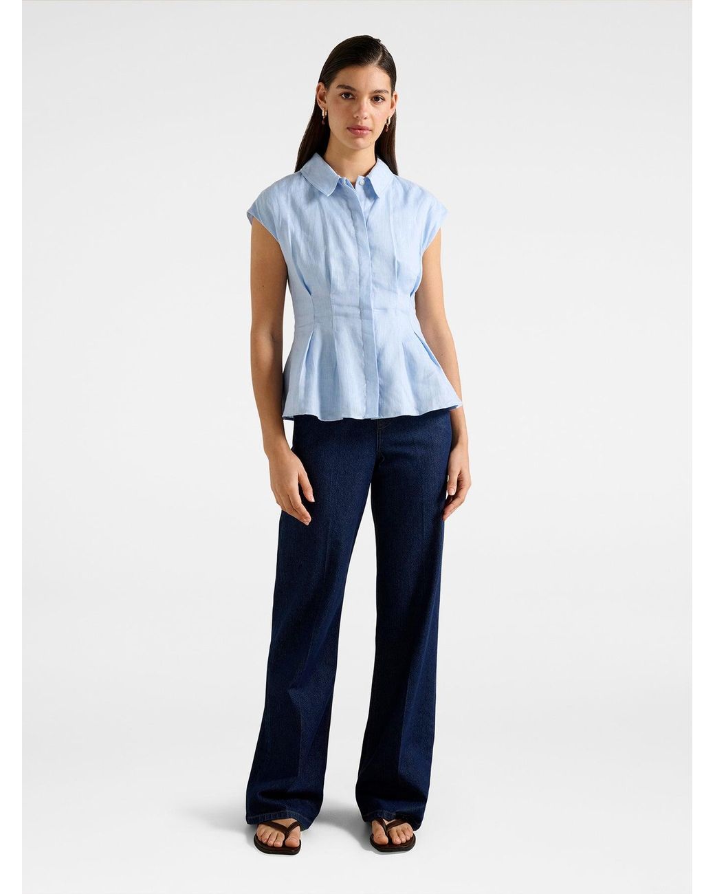 Forever New Blue Carina Pleated Shirt