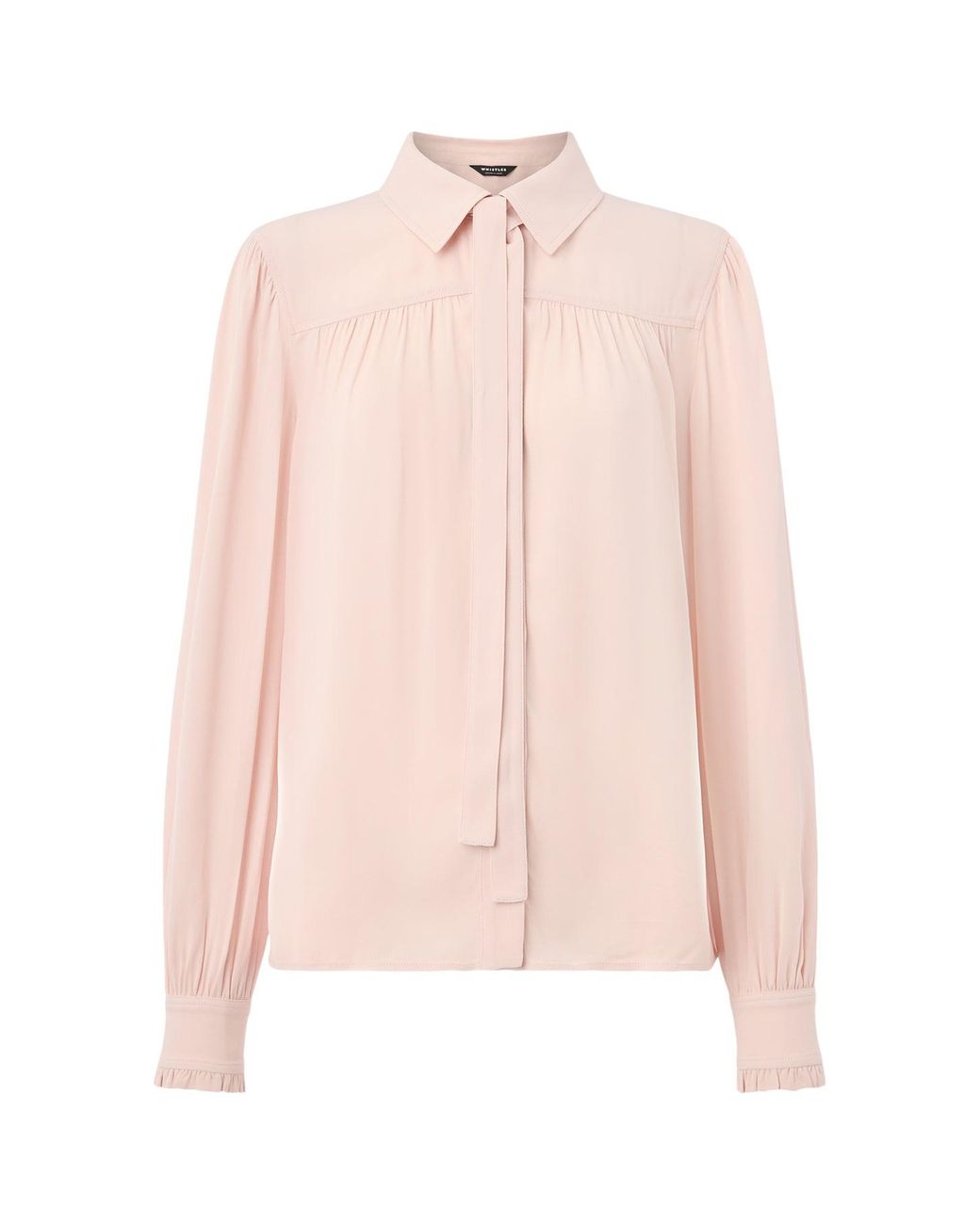 Whistles Pink Tie Detail Crepe Blouse