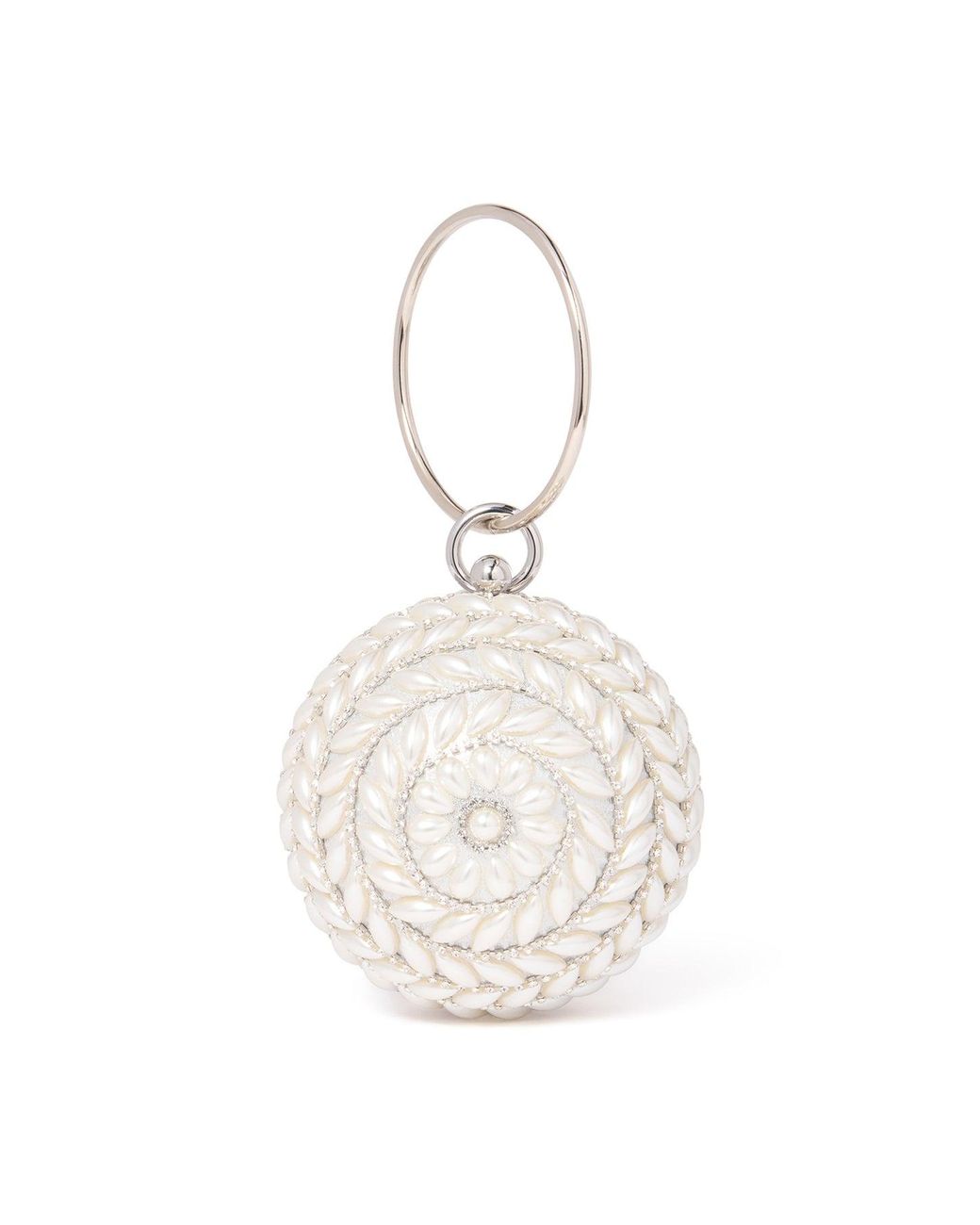 Forever New White Signature Pandora Round Clutch Bag Cream