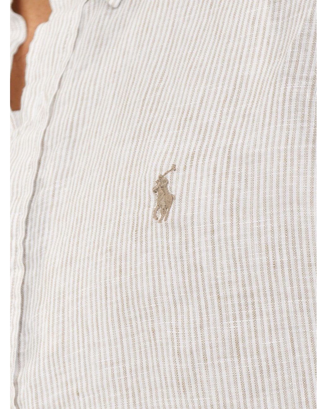 Polo Ralph Lauren White Custom Fit Pin Stripe Shirt for men