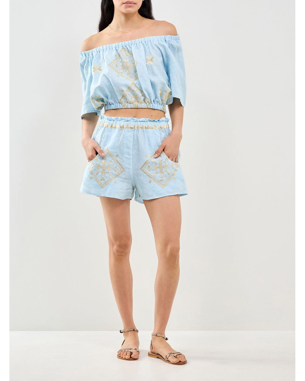 Kori Blue Lefkada Cropped Blouse