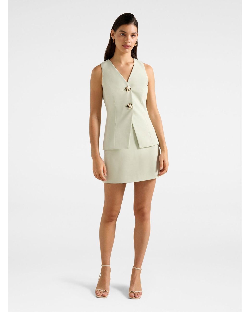 Forever New Green Veda Long Waistcoat