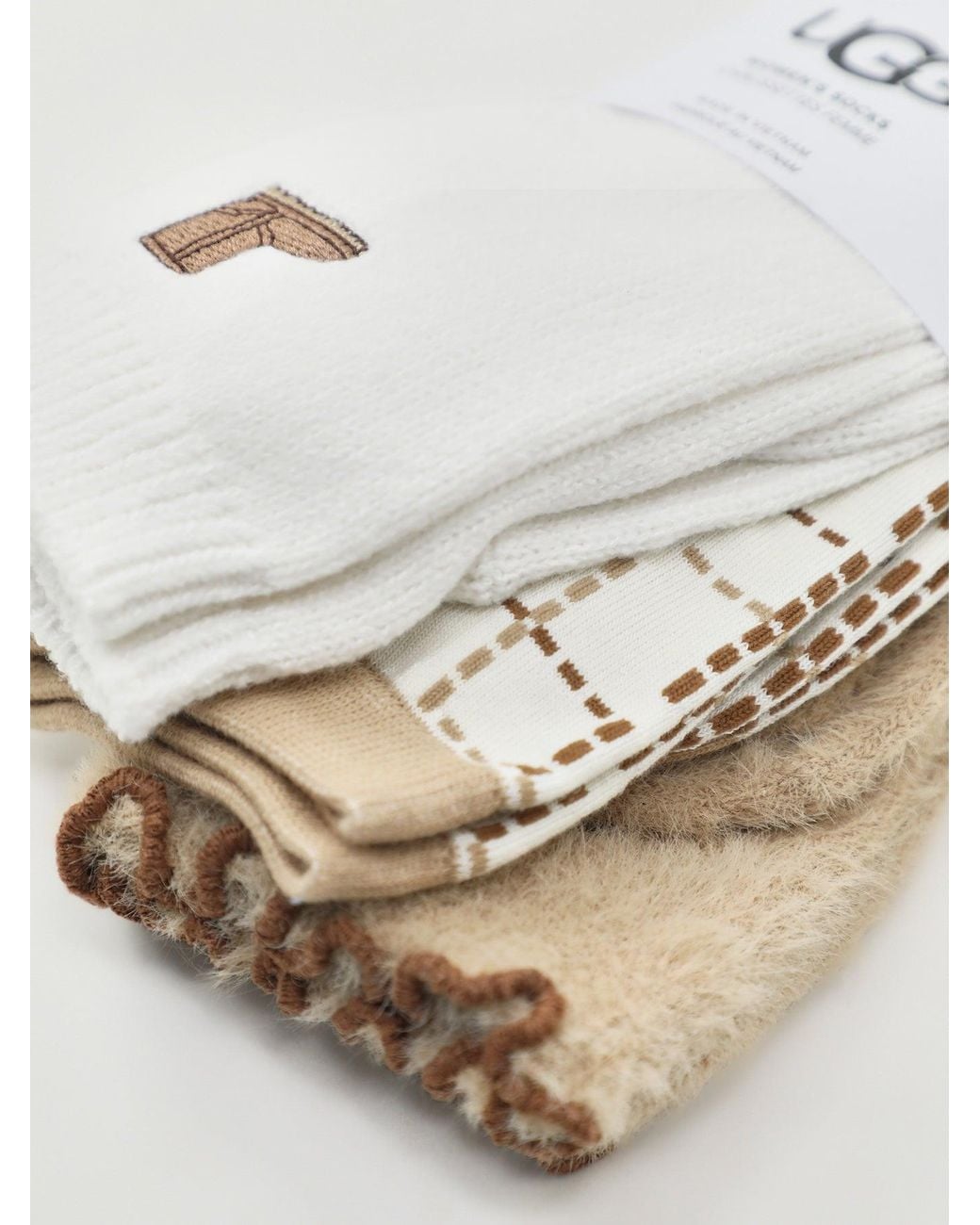 Ugg White Classic Crew 3-Pack Socks