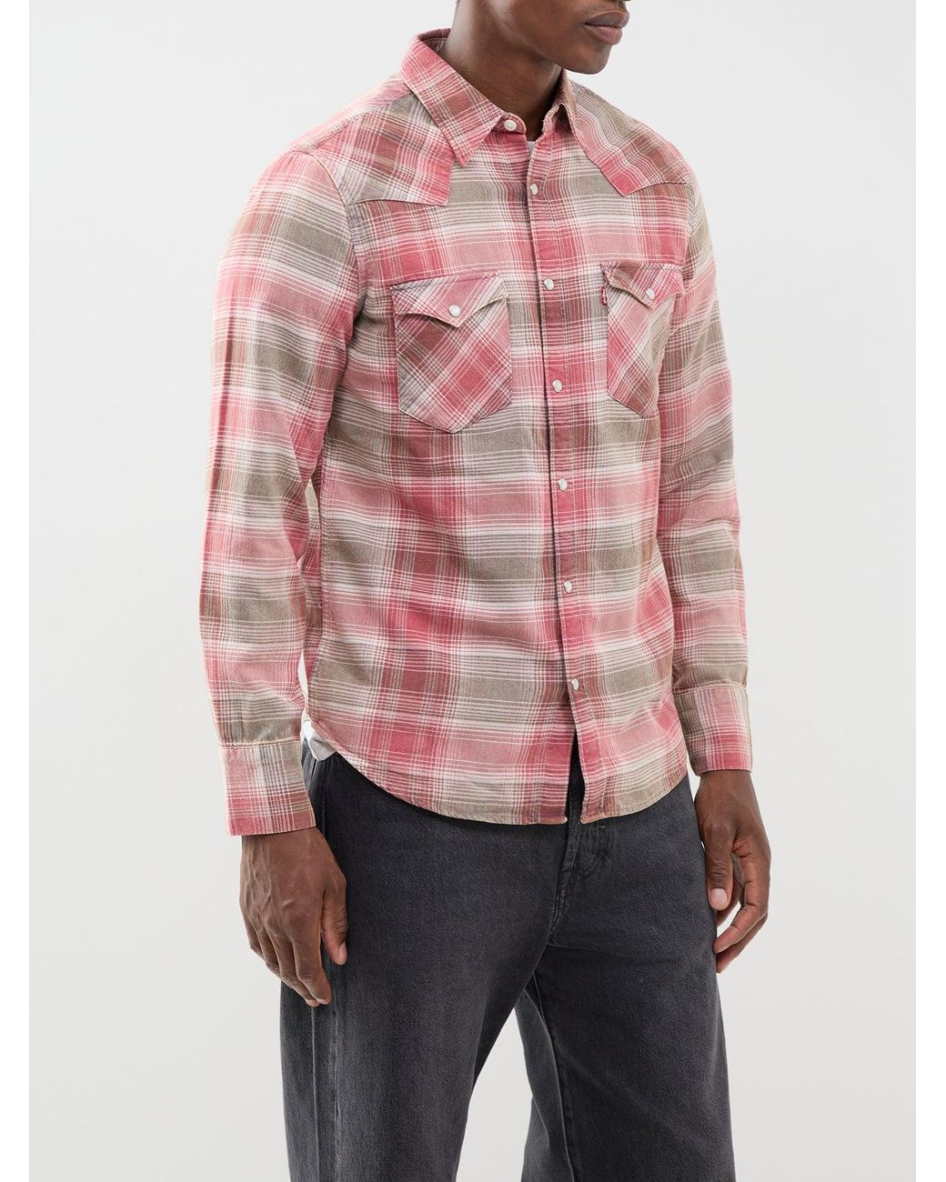 Levi's Pink Barstow Western Standard Check Flannel Shirt for men
