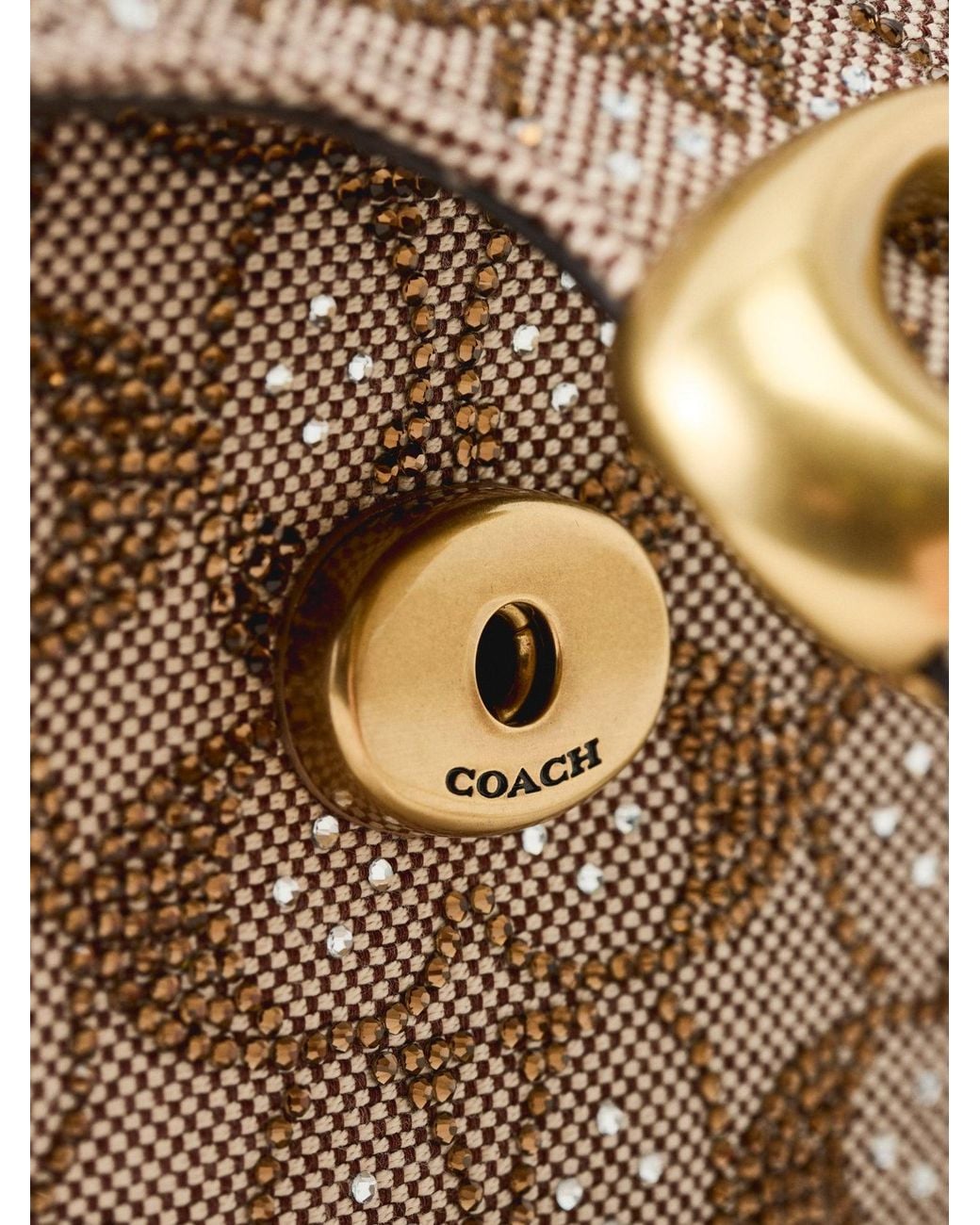 COACH Natural Soft Tabby 26 Crystal Signature Shoulder Bag Mushroom