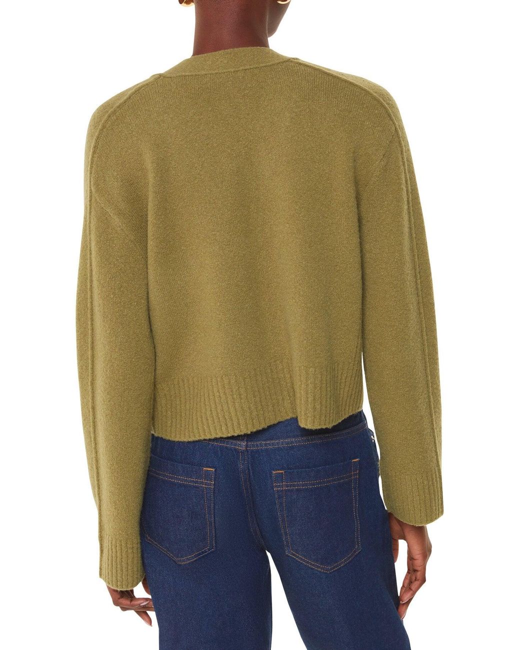 Whistles Green Women's Wool Mix Pocket Cardigan
