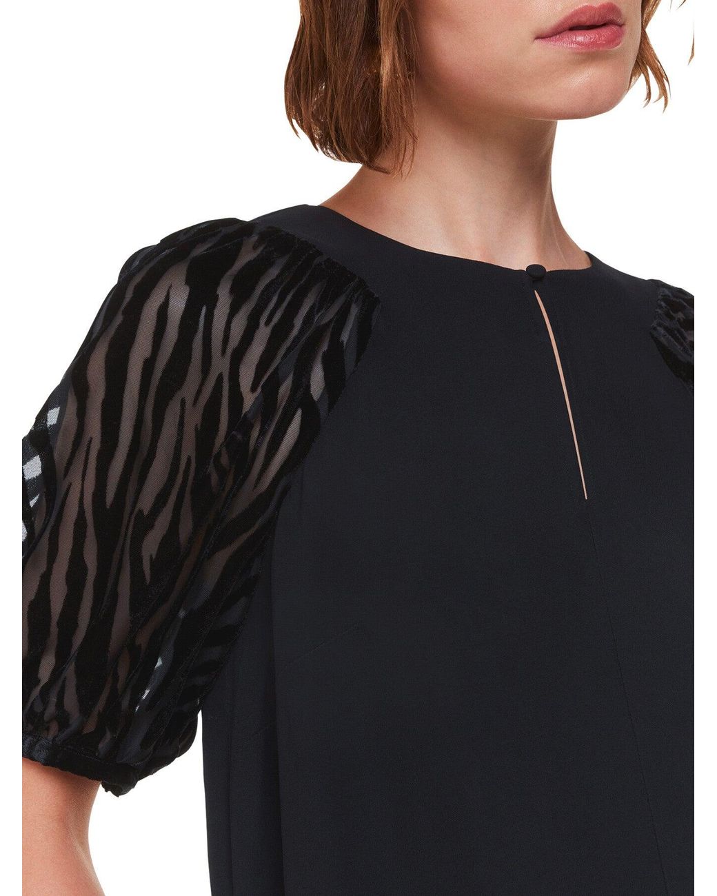 Whistles Black Lucy Zebra Velvet Sleeve Dress