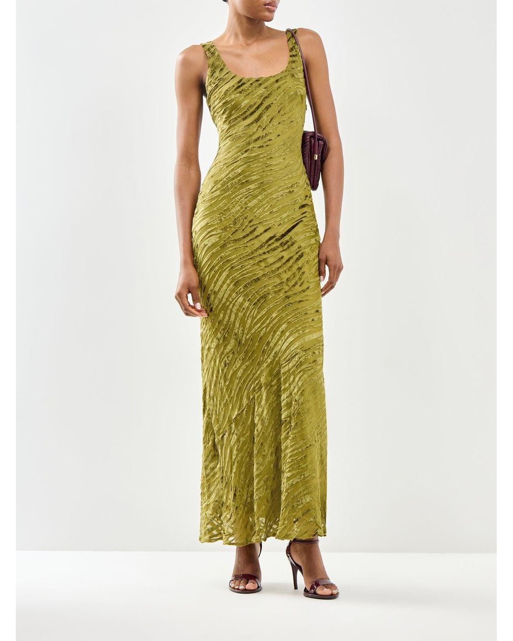 Pretty Lavish Green Kendall Scoop Devoré Maxi Dress