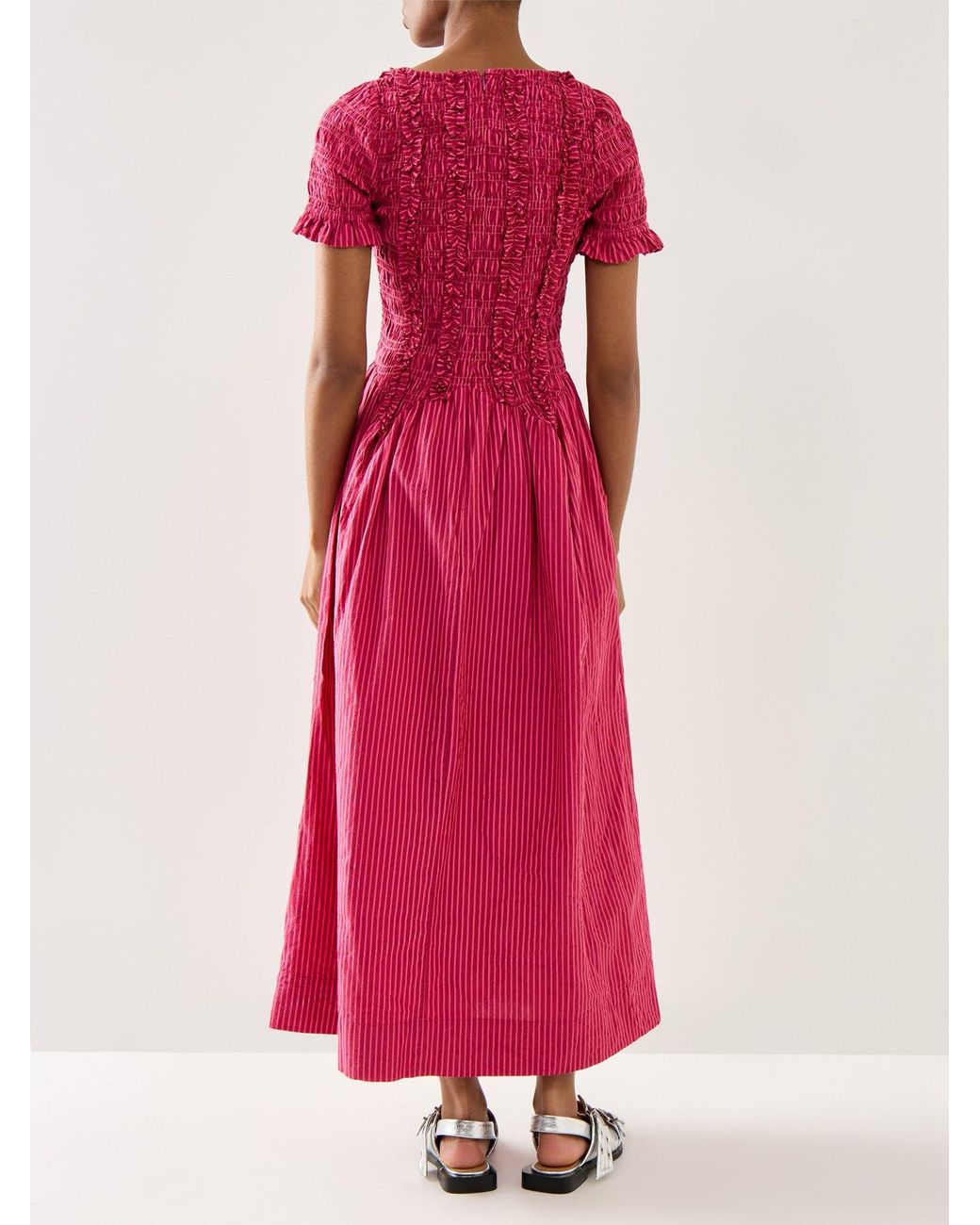 Damson Madder Red Raphaela Ruffle Midi Dress Business