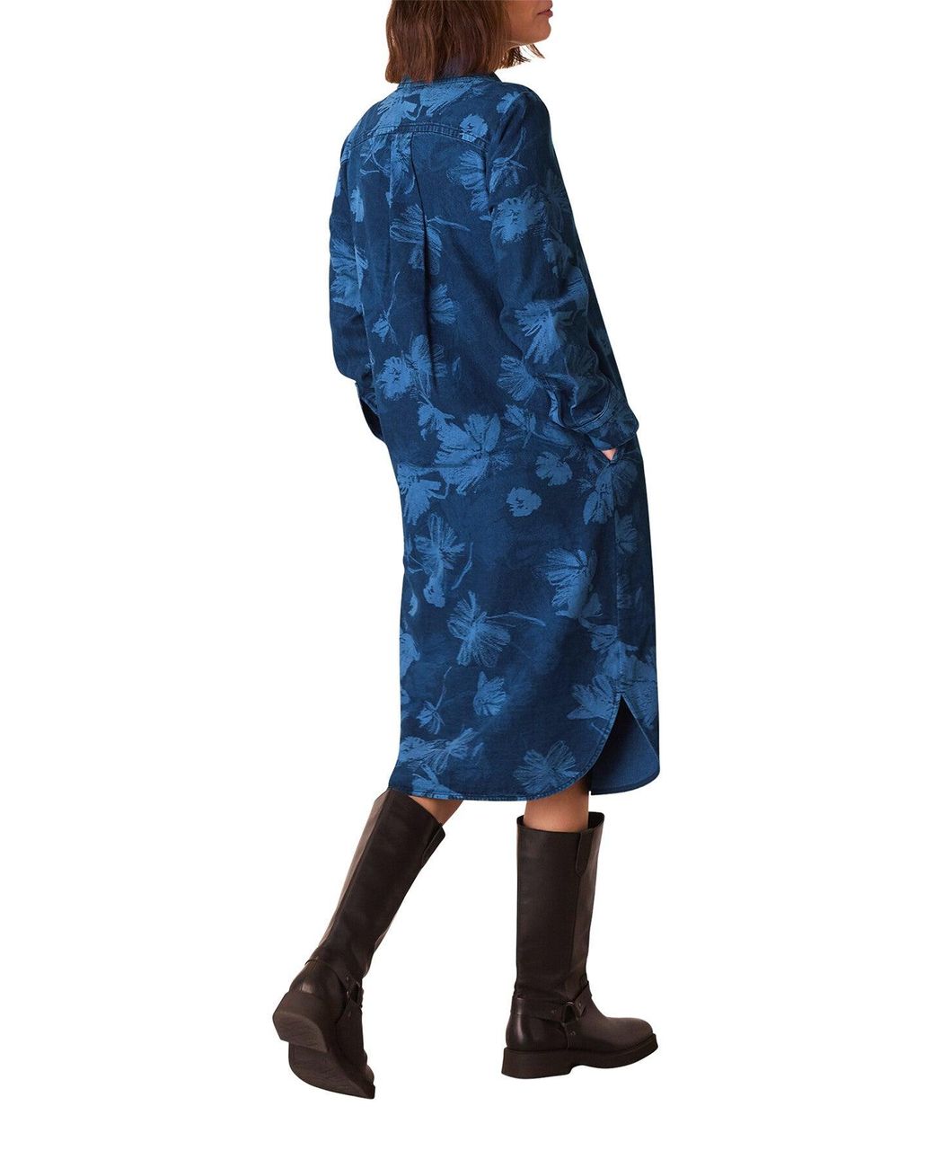 Whistles Blue Chalk Print Shirt Dress