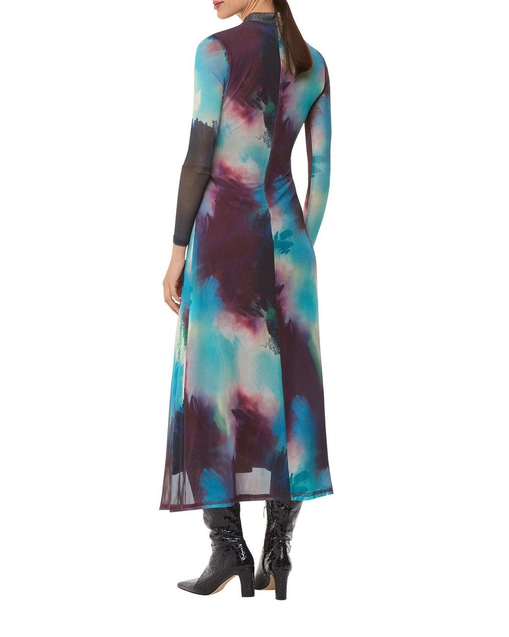 Whistles Multicolor Women's Oil Paint Print Mesh Dress