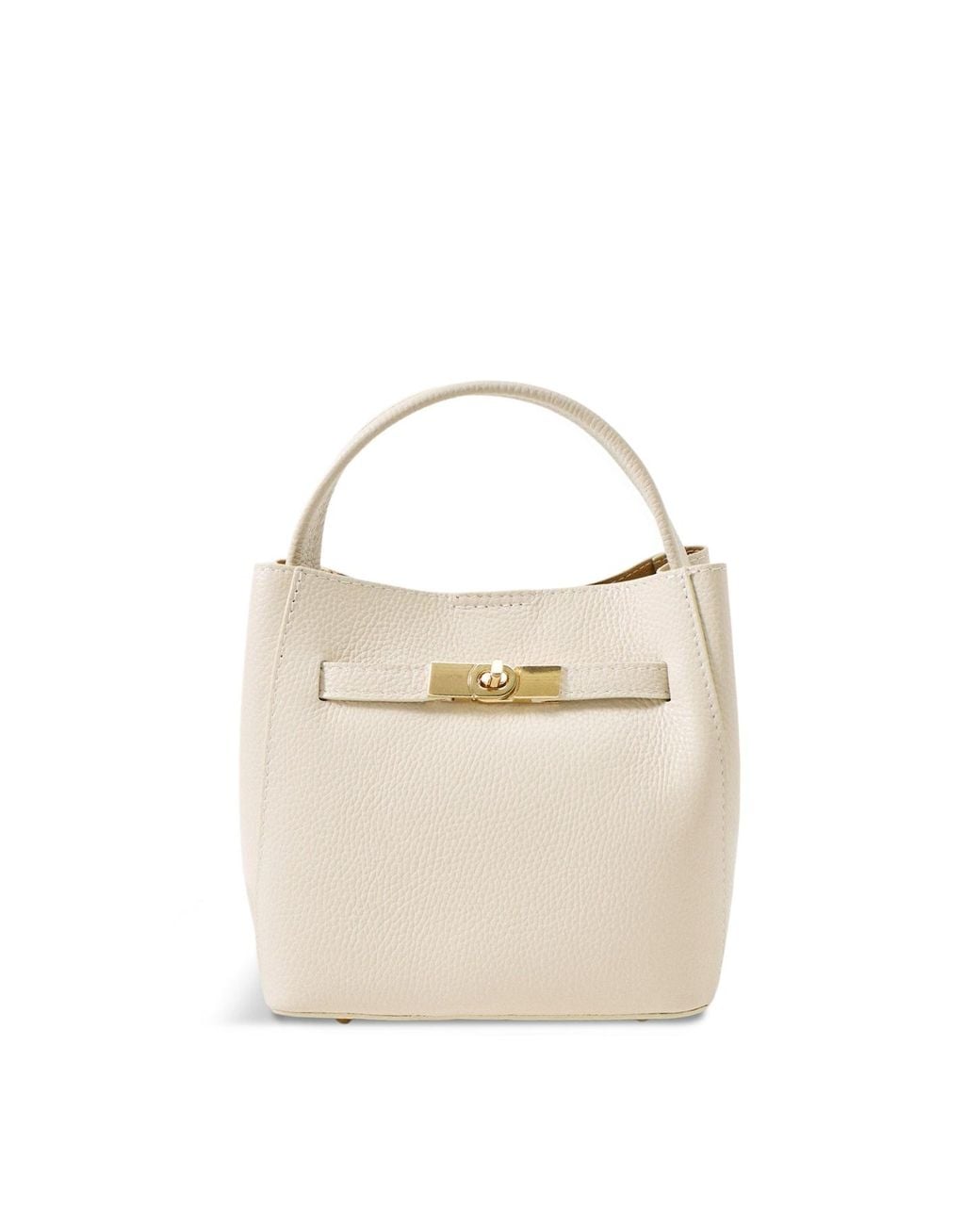 Marlon White Wonder Golden Lock Bucket Bag