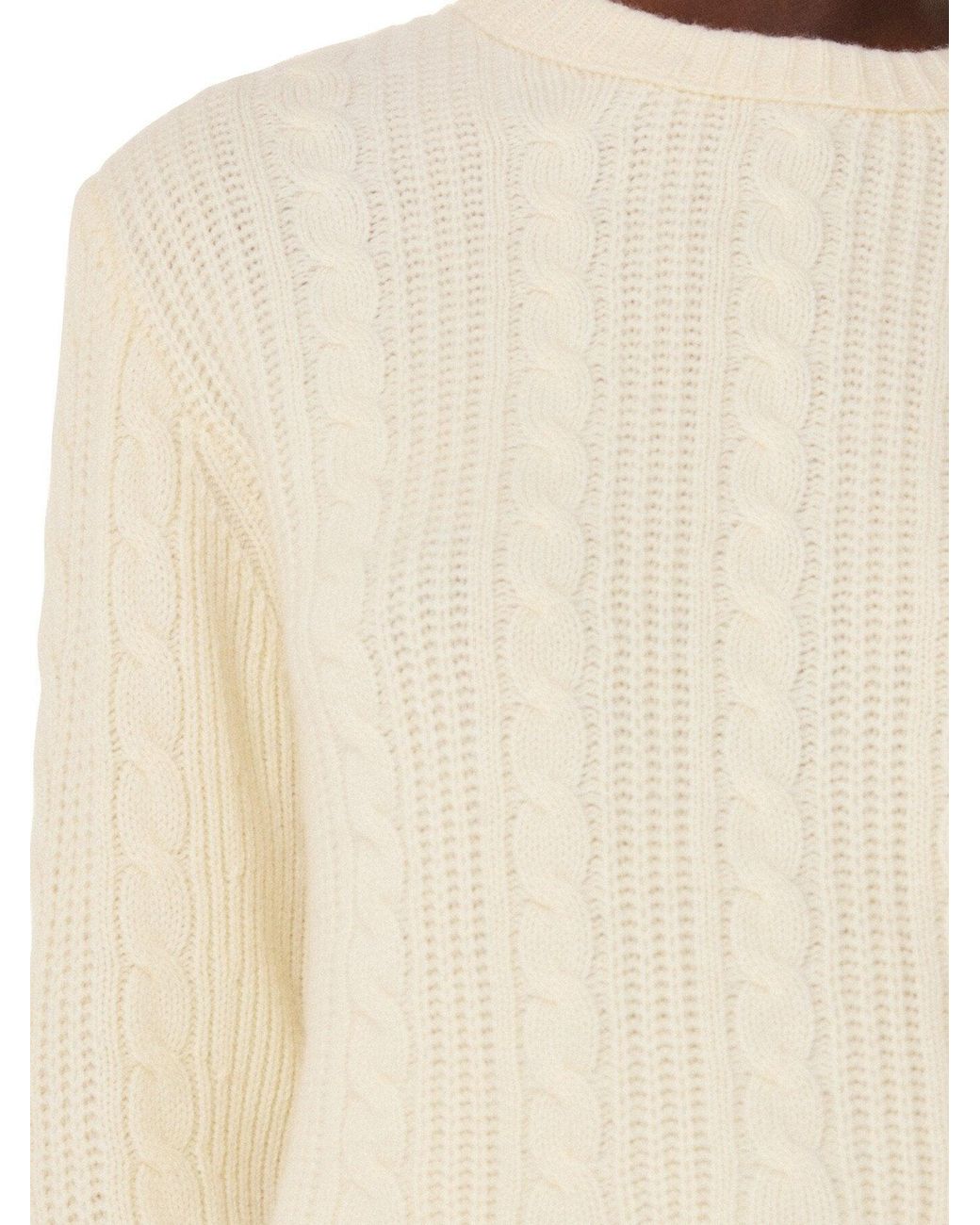 Whistles White Women's Cable Detail Crew Neck Knit