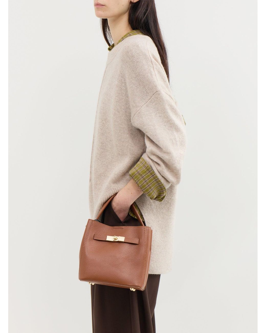 Marlon Brown Wonder Golden Lock Bucket Bag