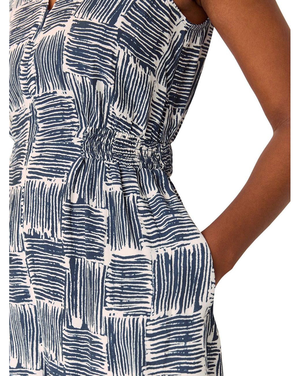 Whistles Blue Hatch Squares Jumpsuit