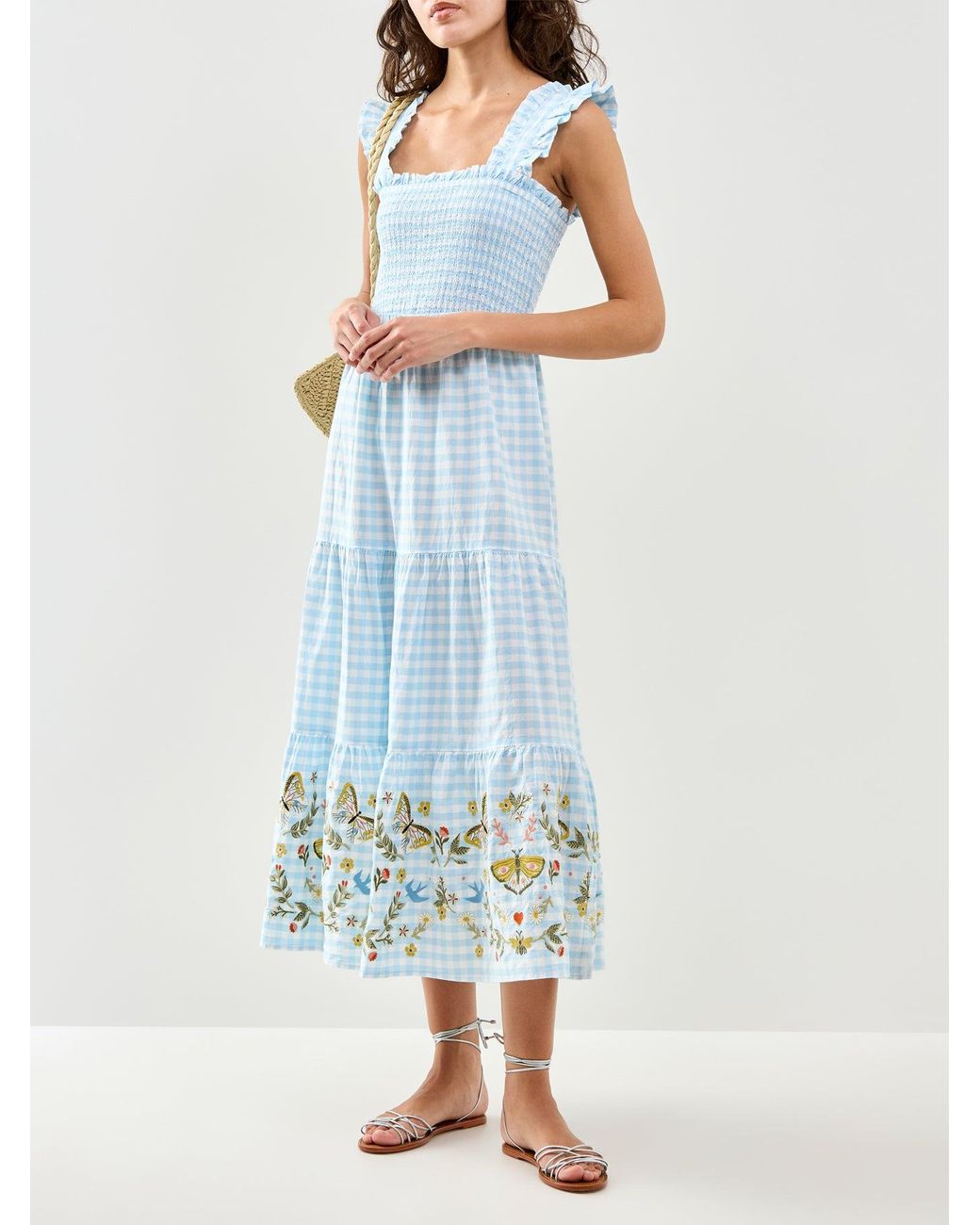 Nobody's Child Blue Elizabeth Scarlett Stacey Gingham Midi Dress