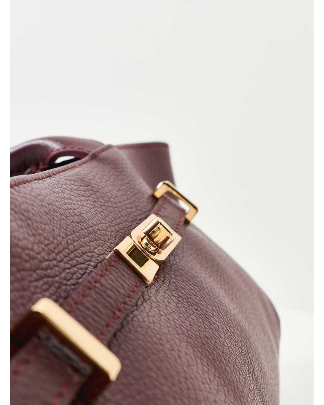 Marlon White Bacil Long Handle Leather Shoulder Bag
