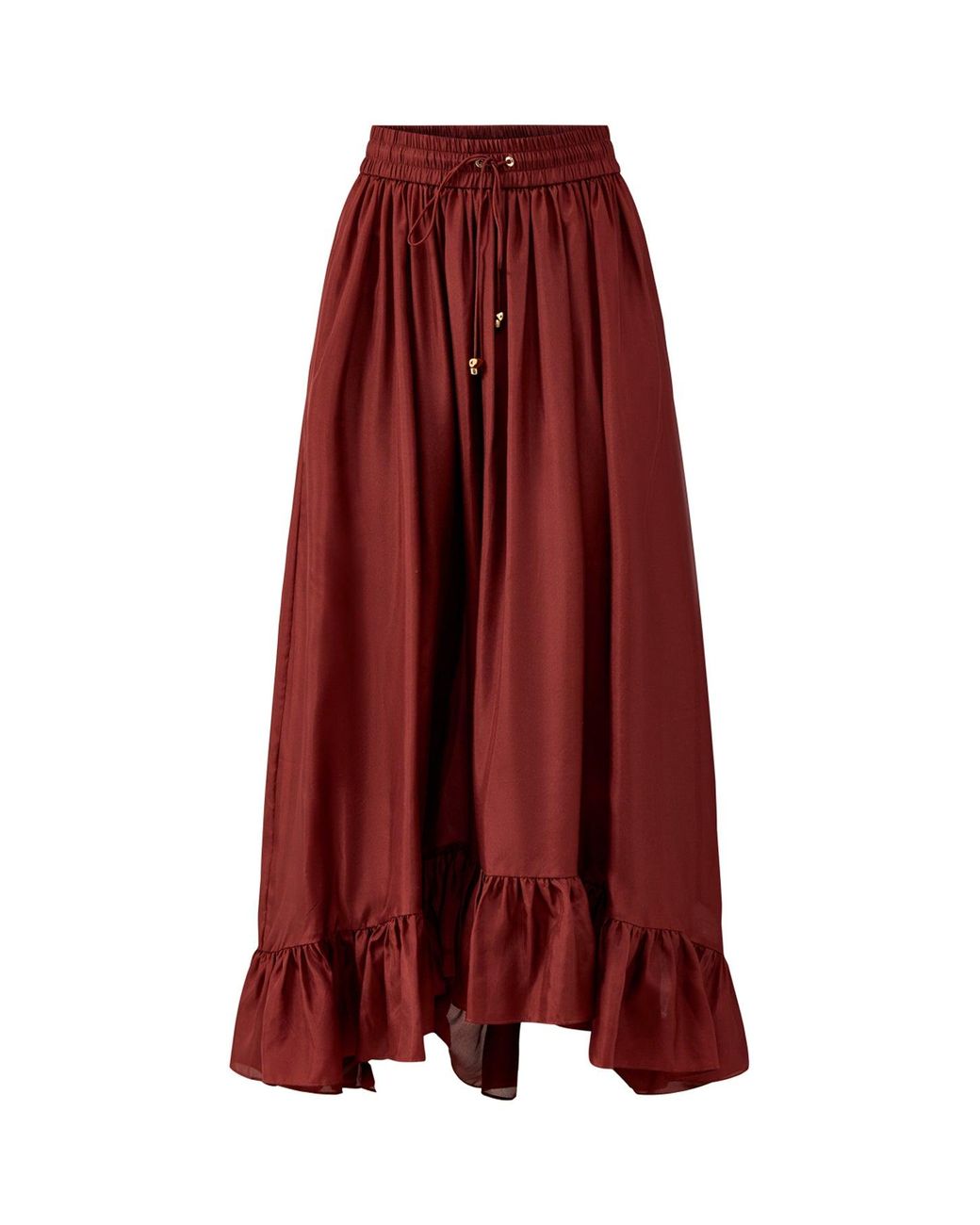 Zimmermann Red Aster Maxi Skirt Burgundy