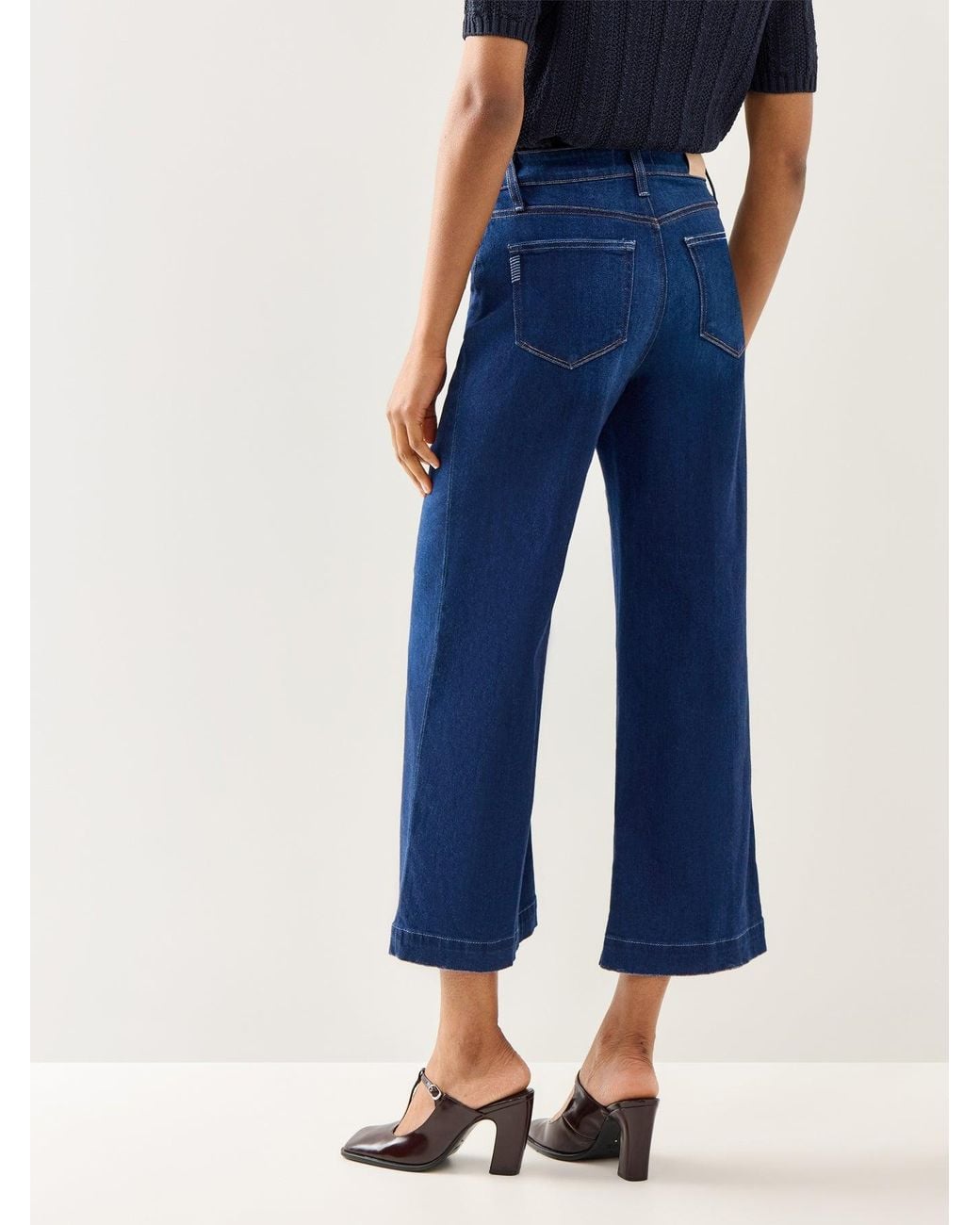 PAIGE Blue Anessa Crop Wide Leg Jeans