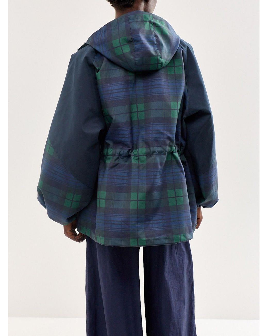 Damson Madder Blue Liu Check Hooded Showerproof Raincoat