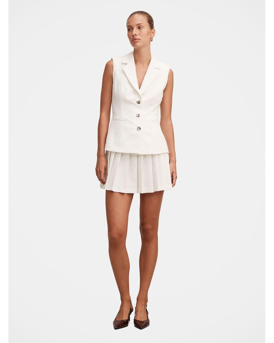 Forever New White Lucy Sleeveless Blazer Mini Dress