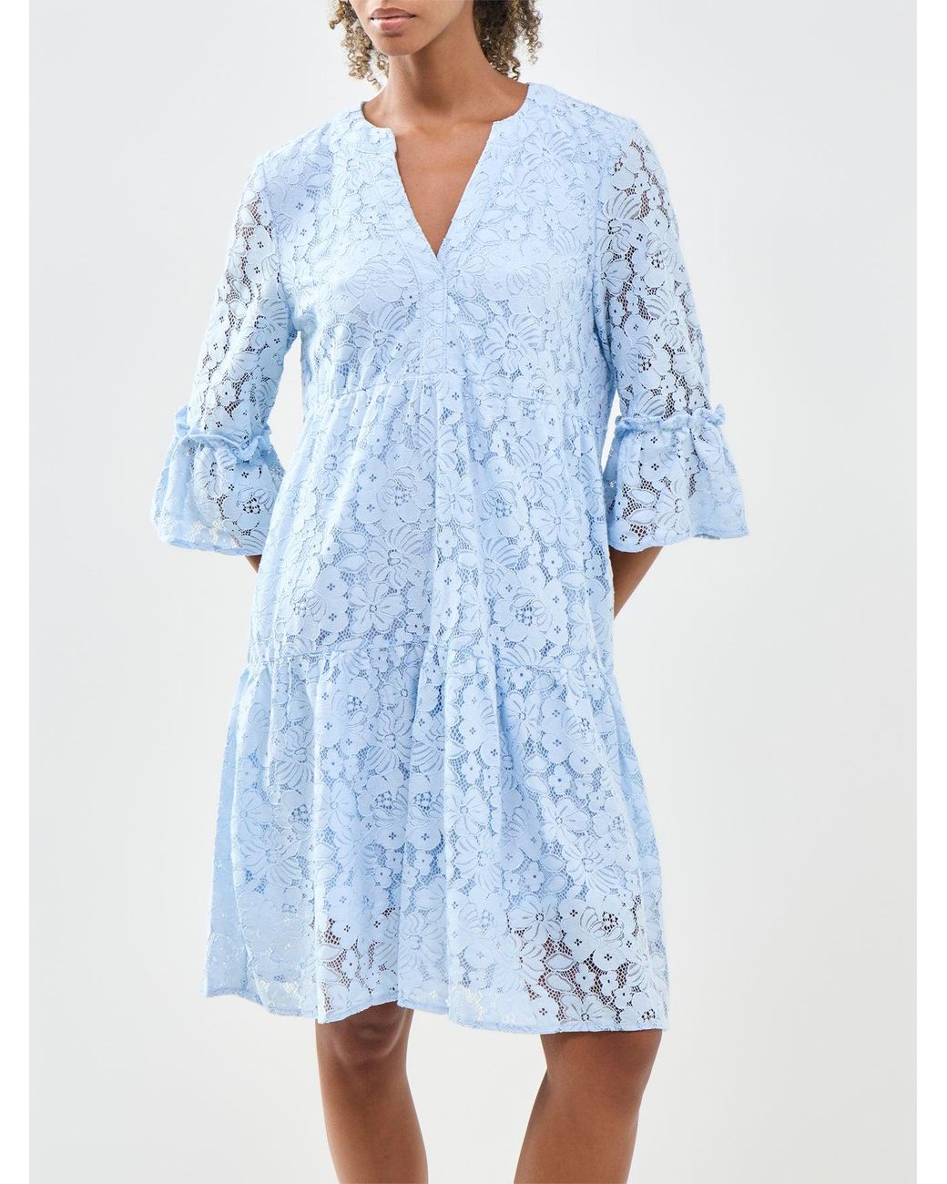 Vero Moda Blue Honey Lace V-Neck Tunic Dress
