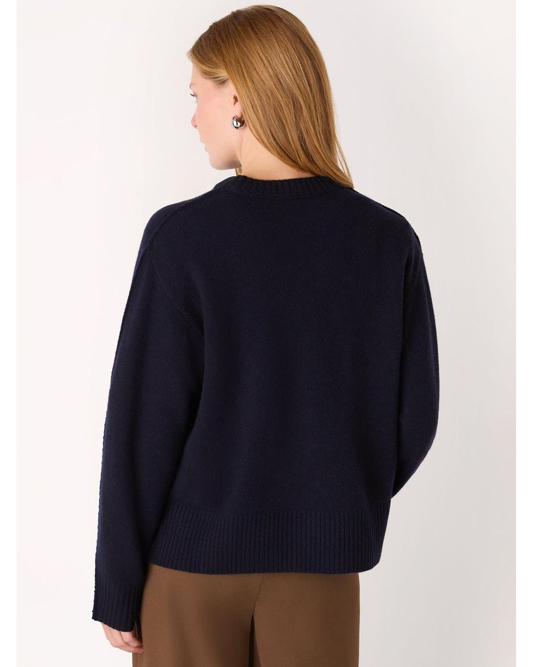 Whistles Blue Side Stripe Detail Knit