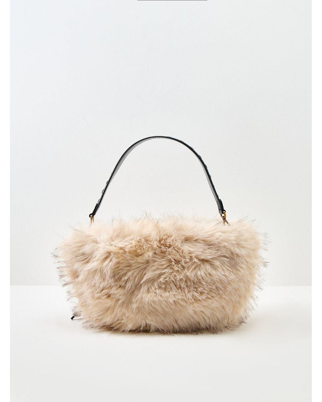 Gianni Chiarini Natural Cleo And Faux-Fur Shoulder Bag Cream