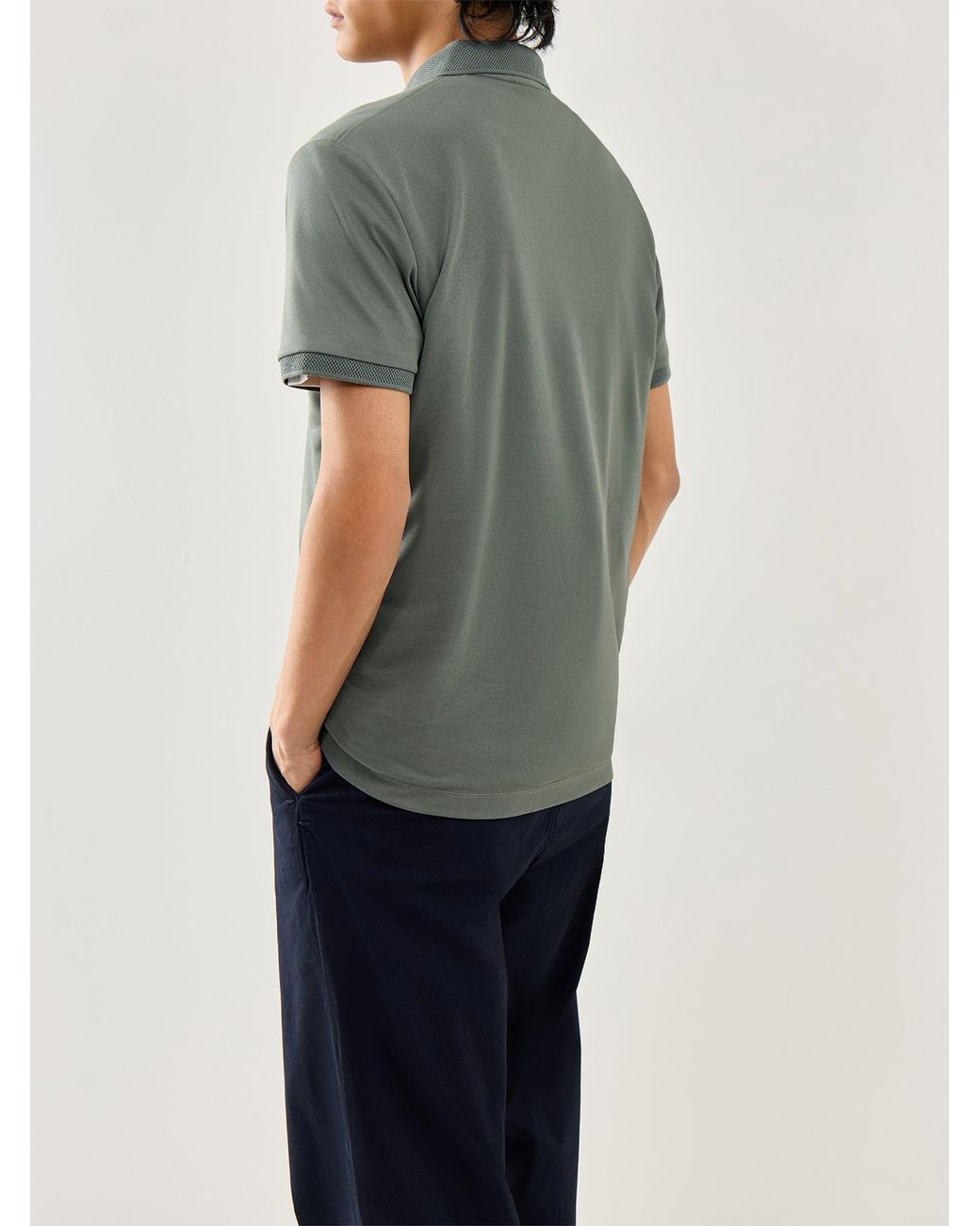 SELECTED Gray Fave Zip Short Sleeves Polo for men