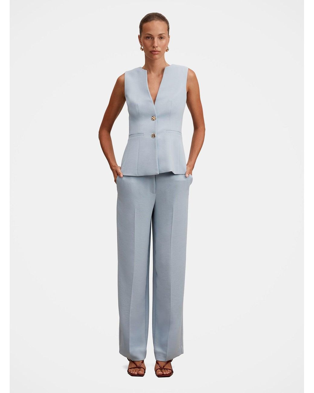 Forever New Blue Dani Straight Leg Trousers